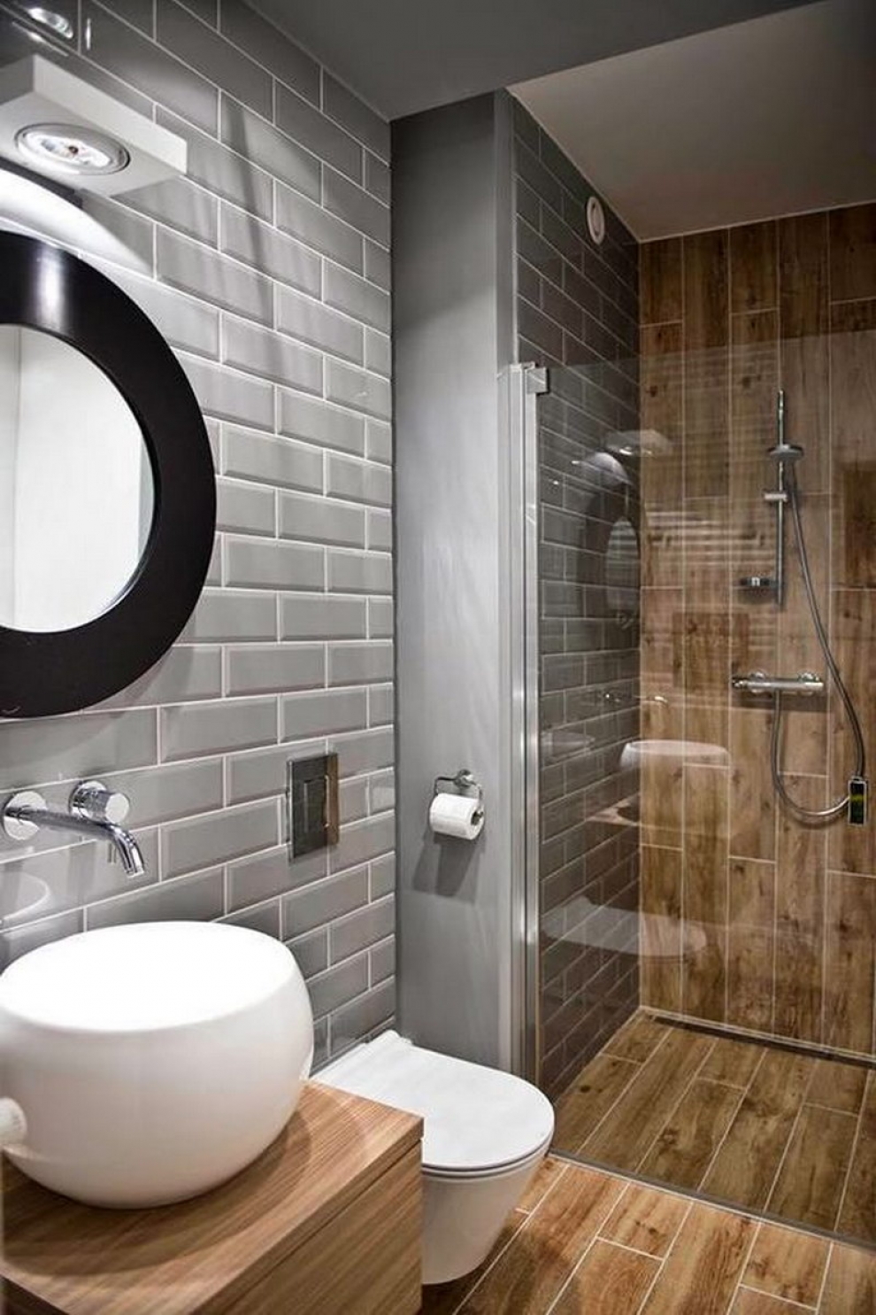 wood tiles bathroom