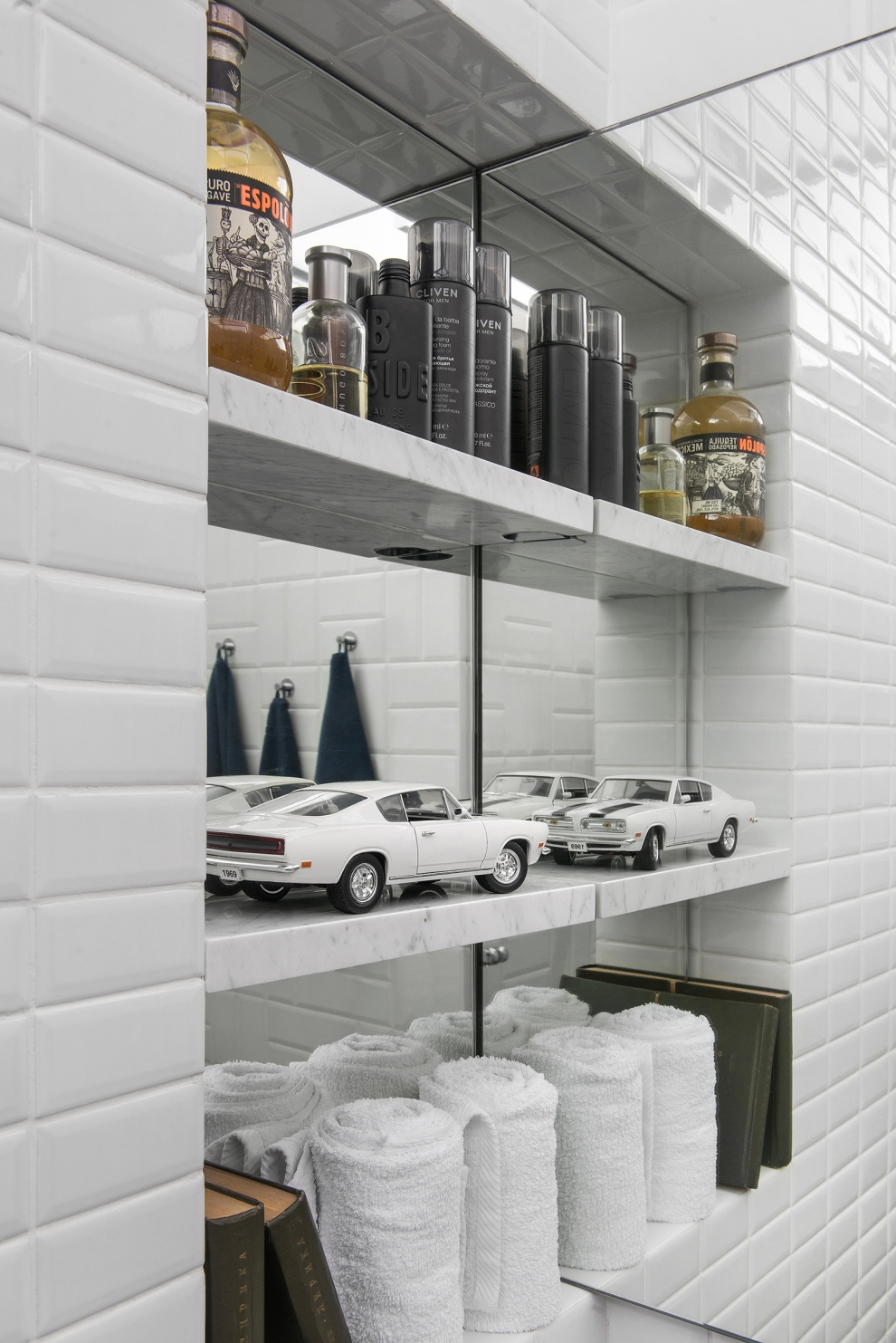 shelves in bathroom