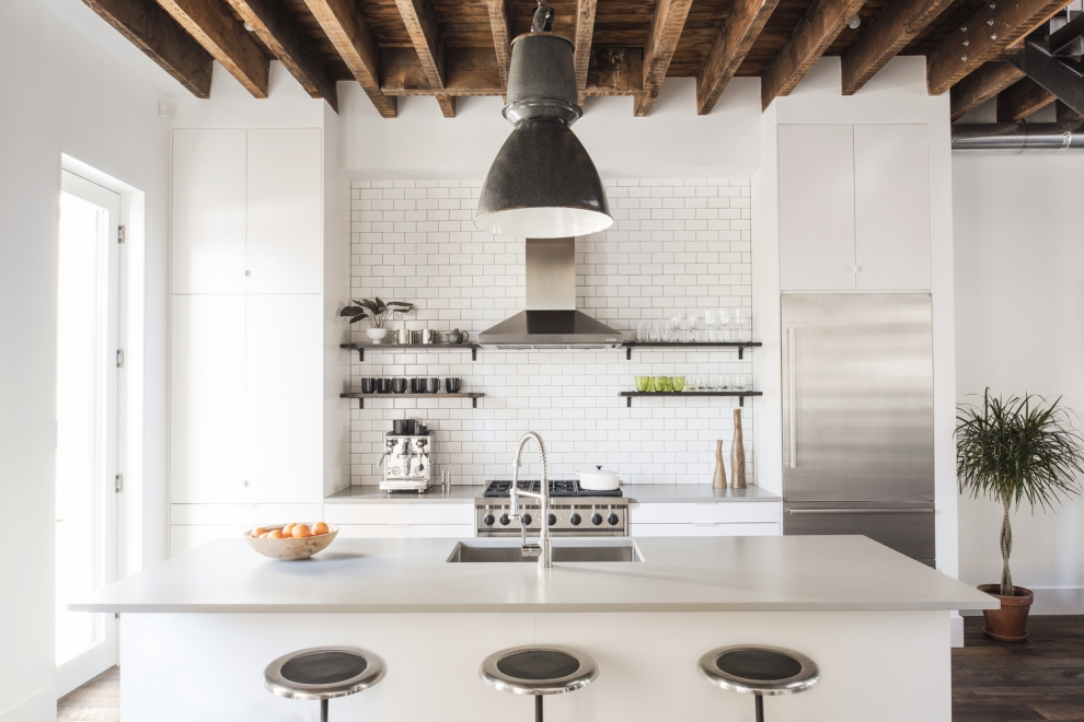 wooden beams in the kitchen