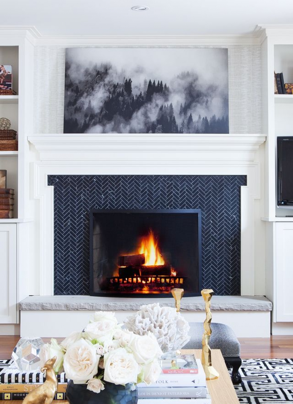 tiles around fireplace ideas