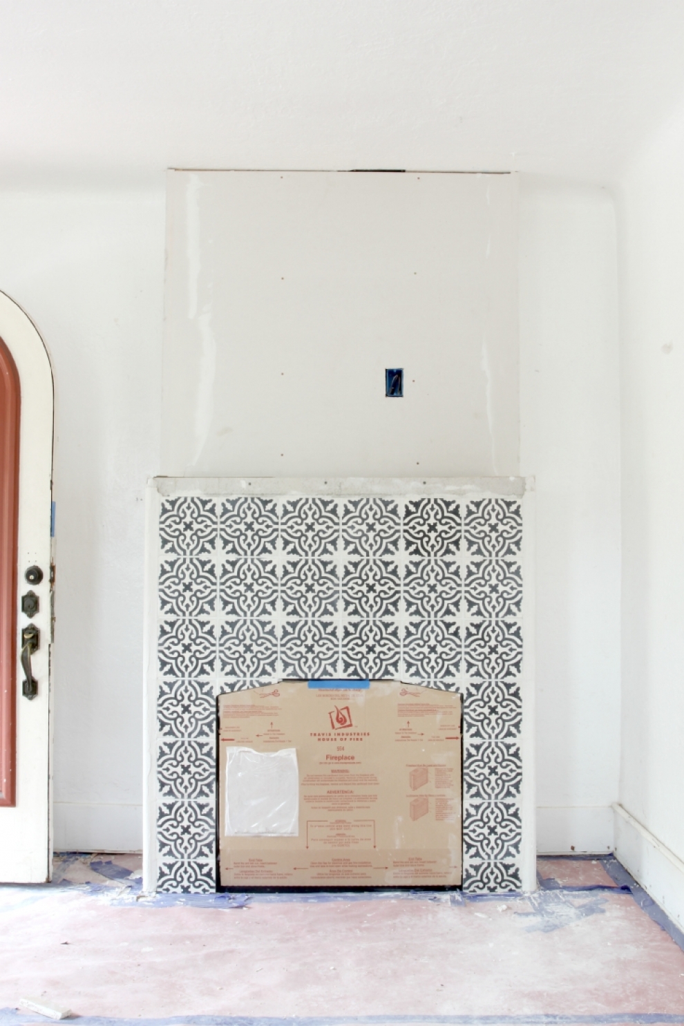 tiles around fireplace