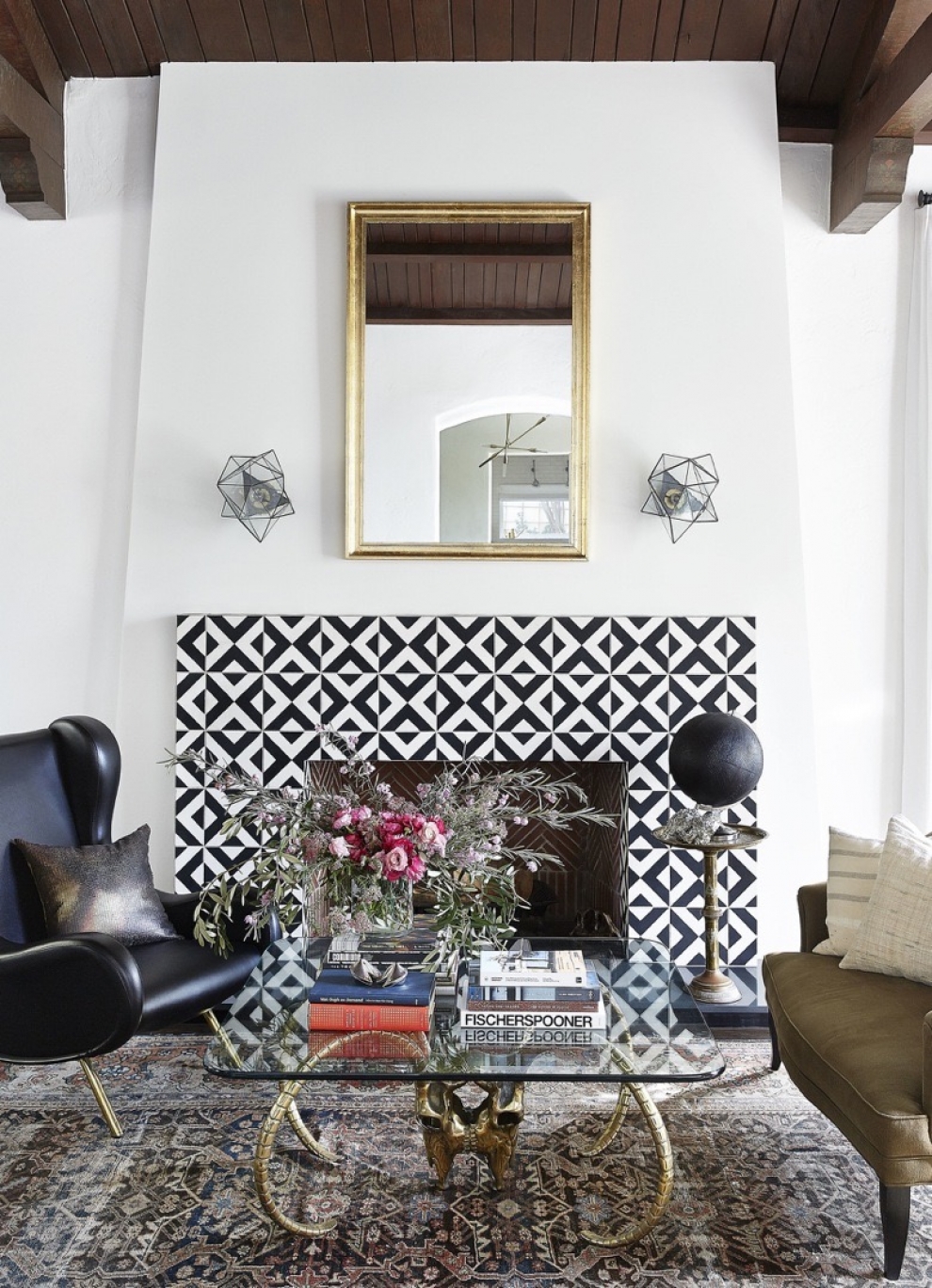 patterned tiles fireplace