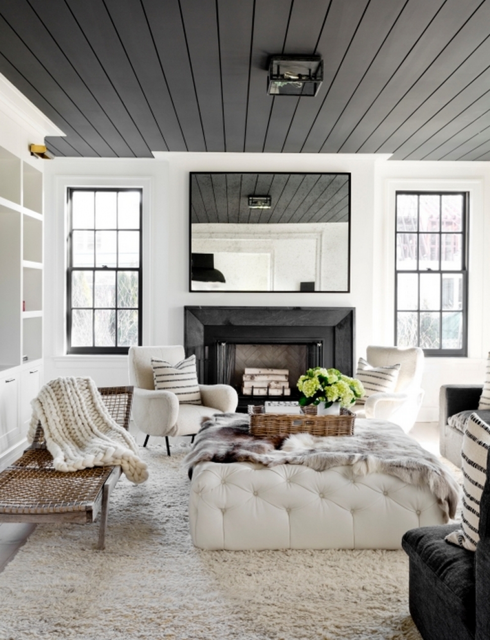 dark ceiling living room