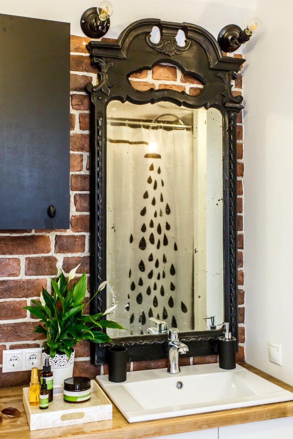 old mirror in bathroom