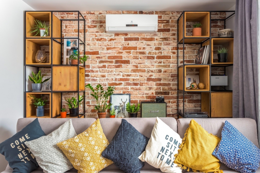 bricks wall in living room