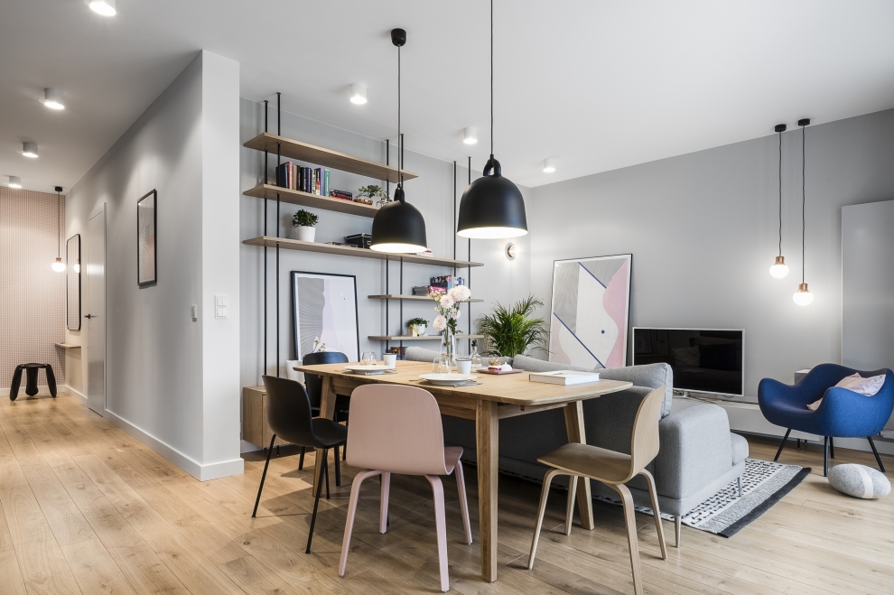 dining table behind sofa